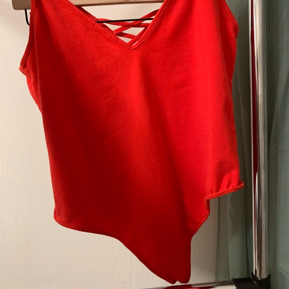Red spaghetti strap snap bodysuit. Size XL no tags - Picture 4 of 4
